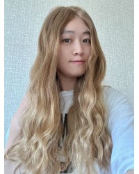 24" Lace Top Champagne Beige Brazilian Wave Wig