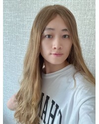 24" Lace Top Champagne Beige Brazilian Wave Wig