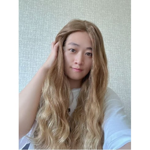 24" Lace Top Champagne Beige Brazilian Wave Wig