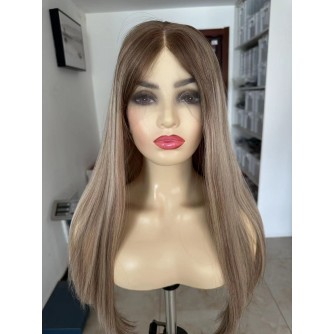 Lace Top Balayage Blonde Rooted Color 8T/60D#  Virgin European Dyed Hair Luxury Wigs 
