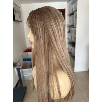 Lace Top Balayage Blonde Rooted Color 8T/60D#  Virgin European Dyed Hair Luxury Wigs 