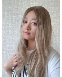Balayage Champagne Blonde Lace Top Wig – Luxury Mongolian Hair Lace Top Balayage Champagne Blonde Mongolian Hair Luxury Wig – Swiss Lace Single Knots