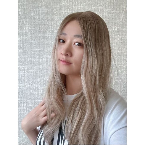 Lace Top Balayage Champagne Blonde Mongolian Hair Luxury Wig – Swiss Lace Single Knots