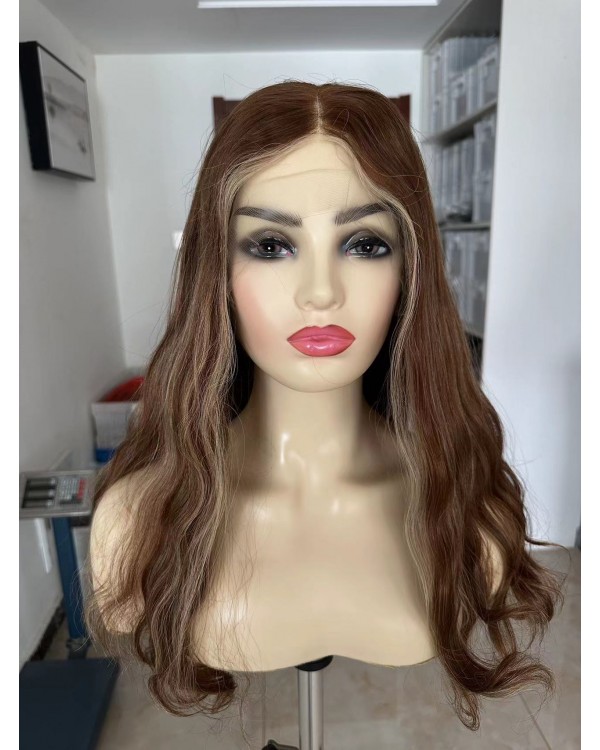 Lace Top With Ear To Ear Lace Natural European Reddish BB8/BB10 Color Virgin European Hair Lace Top Wigs