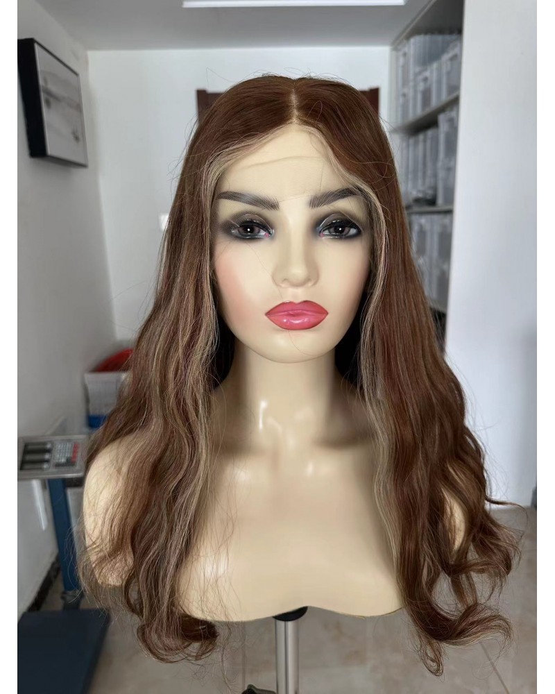 Lace Top With Ear To Ear Lace Natural European Reddish BB8/BB10 Color Virgin European Hair Lace Top Wigs