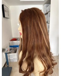 Lace Top With Ear To Ear Lace Natural European Reddish BB8/BB10 Color Virgin European Hair Lace Top Wigs
