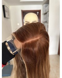 Lace Top With Ear To Ear Lace Natural European Reddish BB8/BB10 Color Virgin European Hair Lace Top Wigs