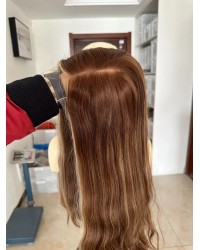 Lace Top With Ear To Ear Lace Natural European Reddish BB8/BB10 Color Virgin European Hair Lace Top Wigs