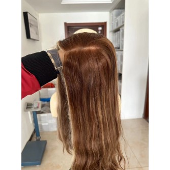Lace Top With Ear To Ear Lace Natural European Reddish BB8/BB10 Color Virgin European Hair Lace Top Wigs