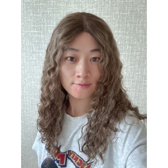 20" Lace Top Coffee Glow Curly Wig – Swiss Lace, Mongolian Hair