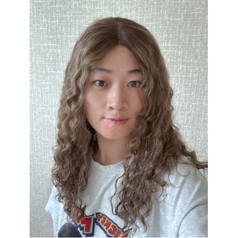 Coffee Glow Curly Lace Top Wig – 20 inch Mongolian Hair