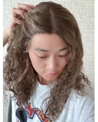 Coffee Glow Curly Lace Top Wig – 20 inch Mongolian Hair