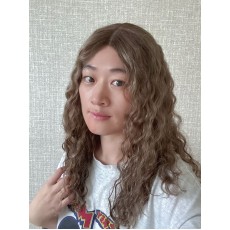 20" Lace Top Coffee Glow Curly Wig – Swiss Lace, Mongolian Hair