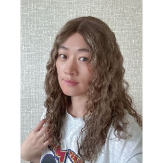 20" Lace Top Coffee Glow Curly Wig – Swiss Lace, Mongolian Hair