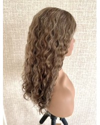 Coffee Glow Curly Lace Top Wig – 20 inch Mongolian Hair