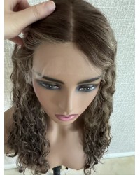 Coffee Glow Curly Lace Top Wig – 20 inch Mongolian Hair
