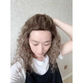 16" Lace Top Coffee Glow Waves Wig – Mongolian Hair | Swiss Lace | Single Knots