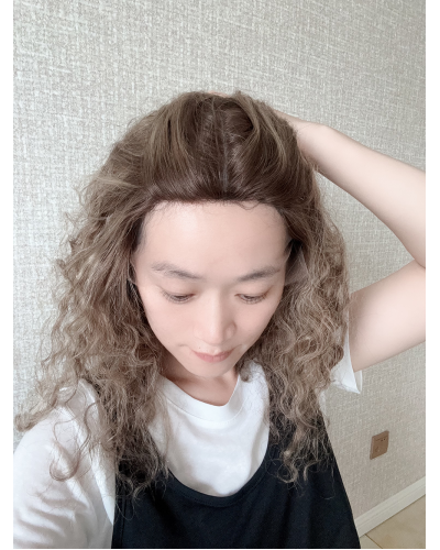 16" Lace Top Coffee Glow Mongolian Hair Waves Wig 