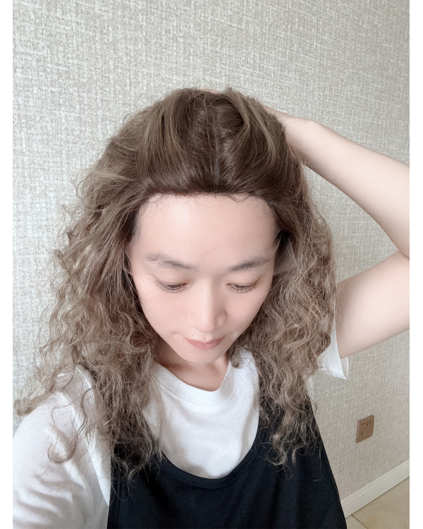 16" Lace Top Coffee Glow Mongolian Hair Waves Wig 