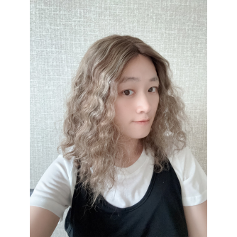 16" Lace Top Coffee Glow Waves Wig – Mongolian Hair | Swiss Lace | Single Knots