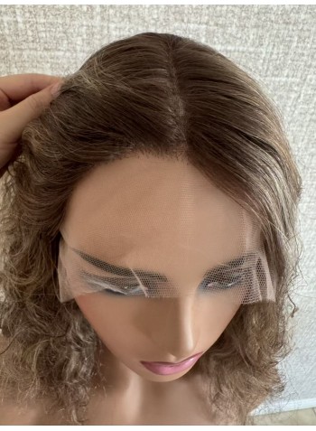 16" Lace Top Coffee Glow Mongolian Hair Waves Wig 