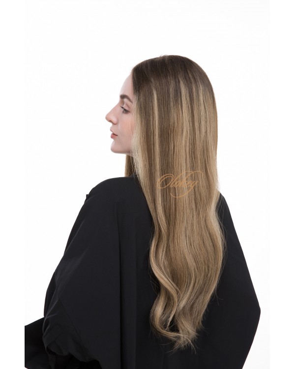 24" Lace Top Balayage Caramel Blonde Rooted Virgin European Hair Wigs