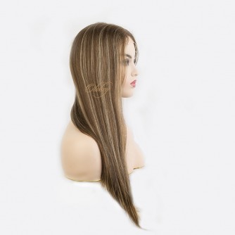 24" Balayage Blonde #611 Lace Top Wig – Virgin Brazilian Hair, Ear-to-Ear Lace, Mini Tiny Layer, Kosher Certified