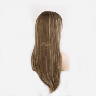 Luxury Lace Top Virgin Brazilian Balayage Blonde Hair 611# Kosher Wigs ,Sheitels