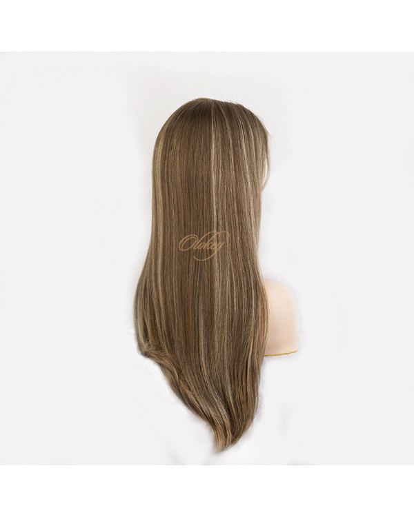 Luxury Lace Top Virgin Brazilian Balayage Blonde Hair 611# Kosher Wigs ,Sheitels