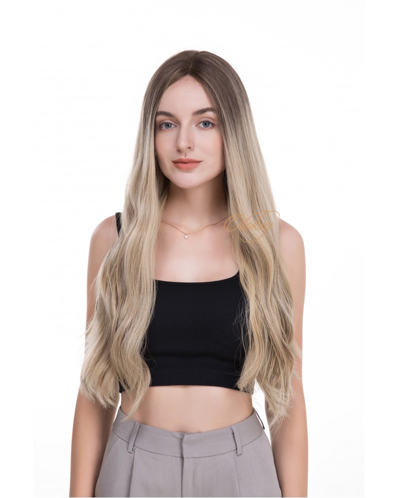 Balayage Ashy Blonde Lace Top Wig – Virgin European Hair Balayage Ashy Blonde Lace Top Wig, Virgin European Hair, Rooted Luxury, 26 Inch