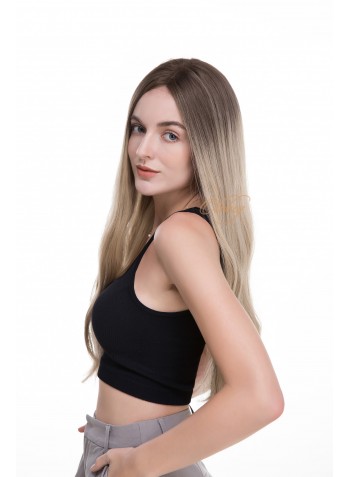 26" Balayage Ashy Blonde Lace Top Wig – Virgin European Hair, Rooted Luxury Wig with Wefted Back – 16"–26" Lengths