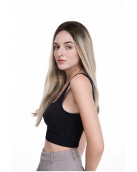 22" Ready-to-Ship Lace Top Balayage Ash Rooted Champagne Blonde Wig – Kosher Luxury Balayage Ash Rooted Champagne Blonde Lace Top Wig, No Layer, Virgin Brazilian Hair, Ready-to-Ship, 22 Inch
