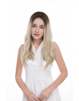 20" Creamy Rooted Blonde Lace Top Sheitel — Kosher Luxury, Wefted Back (18/20/22" In Stock)