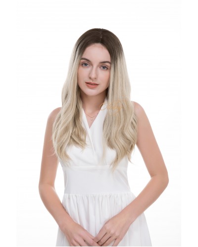 20" Creamy Rooted Blonde Lace Top Sheitel — Kosher Luxury, Wefted Back (18/20/22" In Stock)
