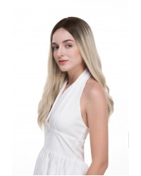 20" Creamy Rooted Blonde Lace Top Sheitel — Wefted Back, Kosher Luxury 20" Creamy Rooted Blonde lace top sheitel with wefted back — Kosher luxury wig
