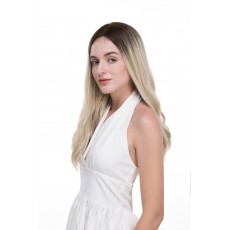 20" Creamy Rooted Blonde Lace Top Sheitel — Kosher Luxury, Wefted Back (18/20/22" In Stock)