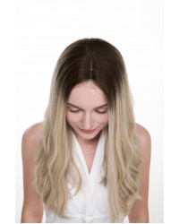 20" Creamy Rooted Blonde Lace Top Sheitel — Wefted Back, Kosher Luxury 20" Creamy Rooted Blonde lace top sheitel with wefted back — Kosher luxury wig