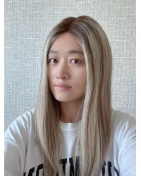18" Lace Top Toffee Melt Brazilian Hair Wig – Luxury Collection 18" Toffee Melt lace top wig with deep brown roots and honey highlights