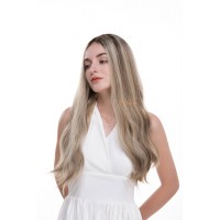 Lace Top Balayage Ombre Blonde Color Ashy-1# Virgin European Hair Kosher Wigs 