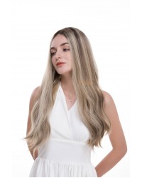 24" Lace Top Toffee Melt Brazilian Hair Wig – Luxury Collection 24" Toffee Melt lace top Brazilian hair wig with deep brown roots and honey-toffee highlights