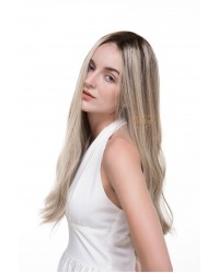 24" Lace Top Toffee Melt Brazilian Hair Wig – Luxury Collection 24" Toffee Melt lace top Brazilian hair wig with deep brown roots and honey-toffee highlights