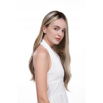Lace Top Luxury Natural Color Dark Roots with Blonde Balayage Wigs| OLOKEYWIGS