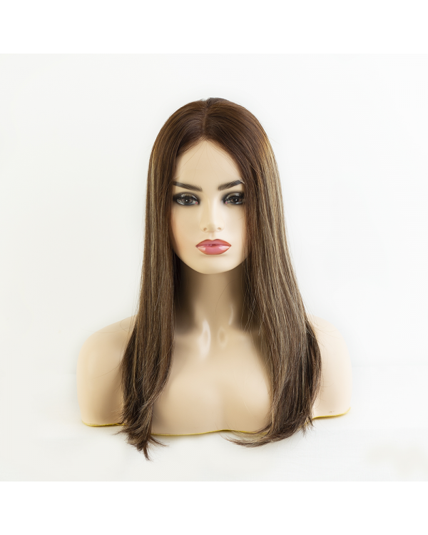 20" Redwood Mocha Melt Lace Top Wig – Virgin European Hair Luxury Sheitel