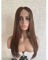 22" Autumn Warm Chestnut Brown Lace Top Wig – Virgin European Hair Autumn Warm Chestnut Brown Lace Top Wig, Virgin European Hair, Ear-to-Ear Lace, Subtle Reddish Tone, 22 Inch