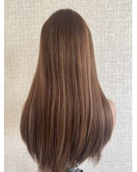 22" Autumn Warm Chestnut Brown Lace Top Wig – Virgin European Hair Autumn Warm Chestnut Brown Lace Top Wig, Virgin European Hair, Ear-to-Ear Lace, Subtle Reddish Tone, 22 Inch
