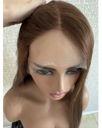 22" Autumn Warm Chestnut Brown Lace Top Wig – Virgin European Hair Autumn Warm Chestnut Brown Lace Top Wig, Virgin European Hair, Ear-to-Ear Lace, Subtle Reddish Tone, 22 Inch