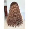 24 Inch Curly Virgin Human Hair Wig D4/6-8# Brown Color | Swiss Lace Top | OlokeyWigs