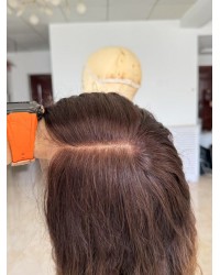 24 Inch Curly Virgin Human Hair Wig D4/6-8# Brown Color | Swiss Lace Top | OlokeyWigs