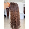 24 Inch Curly Virgin Human Hair Wig D4/6-8# Brown Color | Swiss Lace Top | OlokeyWigs