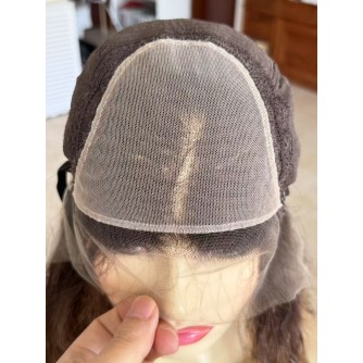 24 Inch Curly Virgin Human Hair Wig D4/6-8# Brown Color | Swiss Lace Top | OlokeyWigs